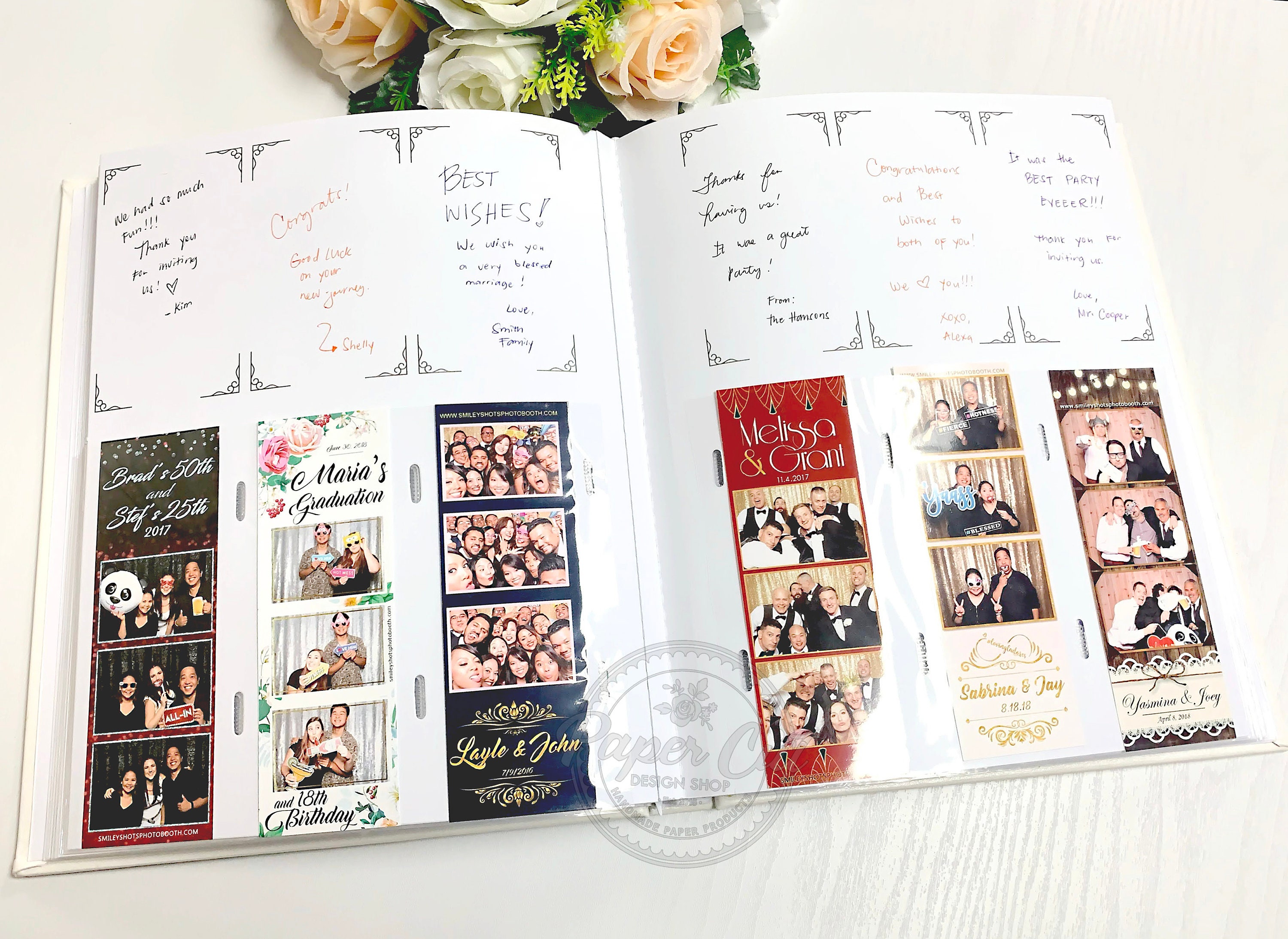 Photo Booth Album Slip-in Album WHITE With Storage Box Wedding Album  Guestbook Memory Album 2x6 Photo Strips Album 
