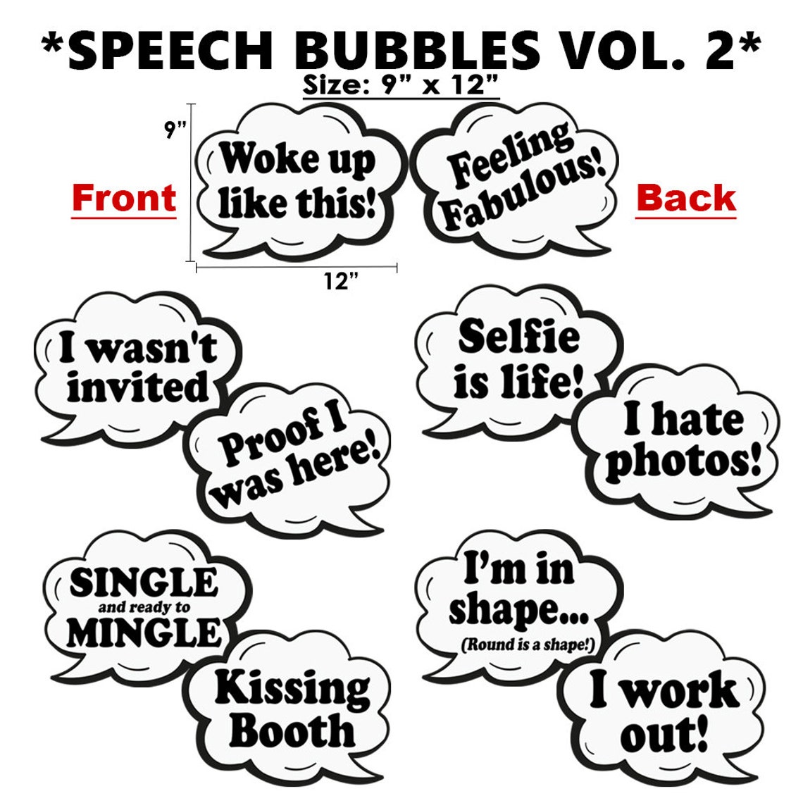 Photo Booth Props Speech Bubbles Volume 2 Set Party Props - Etsy