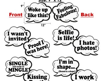 Photo Booth Props Speech Bubbles Volume 2 Set Party Props Photo Props Wedding Props