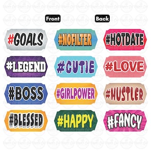 Photo Booth Props Hashtags 6PCS Double-sided Photo Booth Props Party Props Photo Props Wedding Props Birthday Props