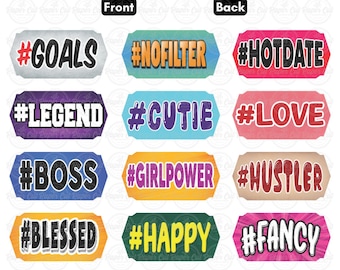 Photo Booth Props Hashtags 6PCS Double-sided Photo Booth Props Party Props Photo Props Wedding Props Birthday Props