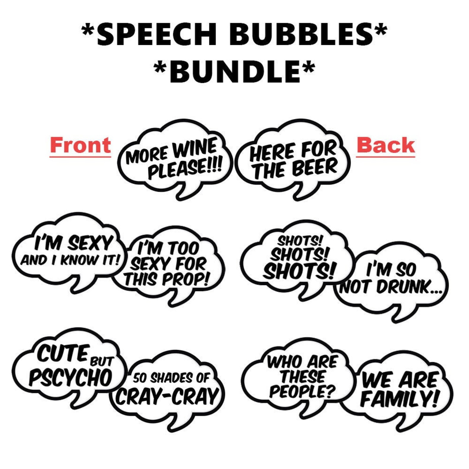 Photo Booth Props Speech Bubbles Set Party Props Photo Props - Etsy