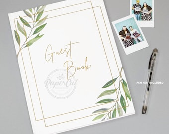 Wedding Guestbook, Instant Photos Album, Rustic Leaves Design, Birthday, Party, Photo Guestbook