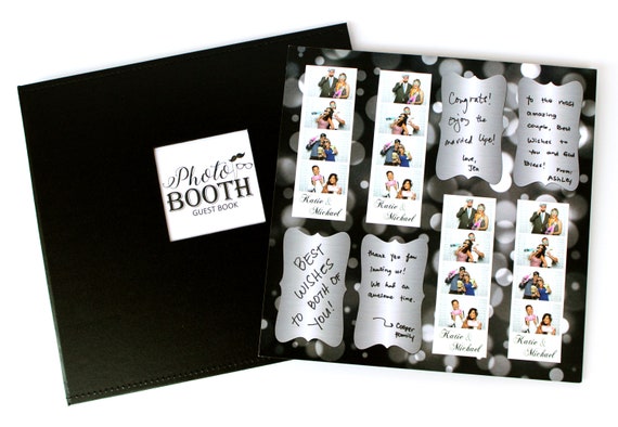 photo booth album scrapbook guestbook set of black leatherette etsy