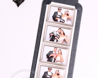 Photo Booth Photo Strip Holder Frame 2x6 Strip Holder Bookmark Style SHIMMER BLACK Cardstock with Black & Silver Tassel 100 PCS