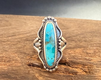 Turquoise Western Ring - Sterling Silver - Size 7