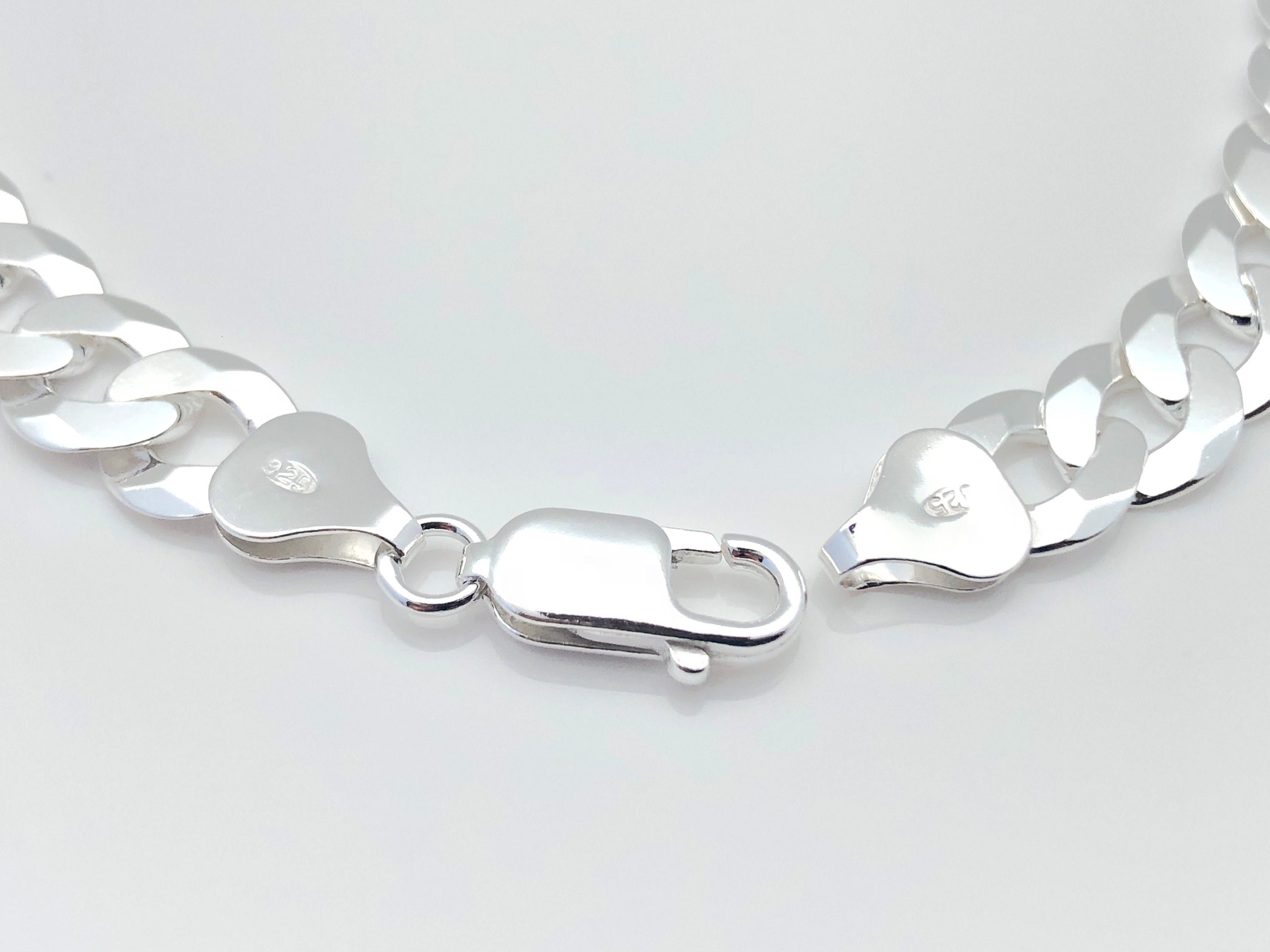 Catena in Argento Sterling 925, Modello Barbazzale,Larghezza 1 mm,Lunghezza 45 cm,Senza Ciondolo