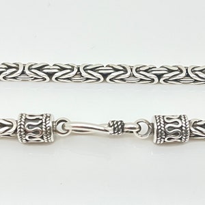 Squared Byzantine Chain - 925 Sterling Silver - 3mm - Strong Pendant Chain - Oxidized Chain