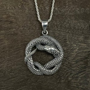 Silver Python Pendant- Silver Snake Pendant -- 925 Sterling Silver
