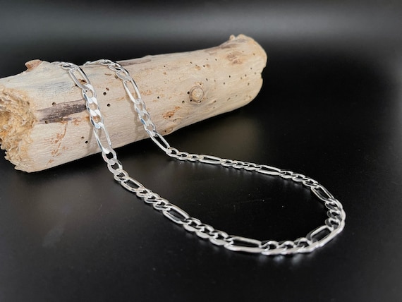 Figaro Silver Chain Gauge Figaro 7mm Figaro Chain Etsy