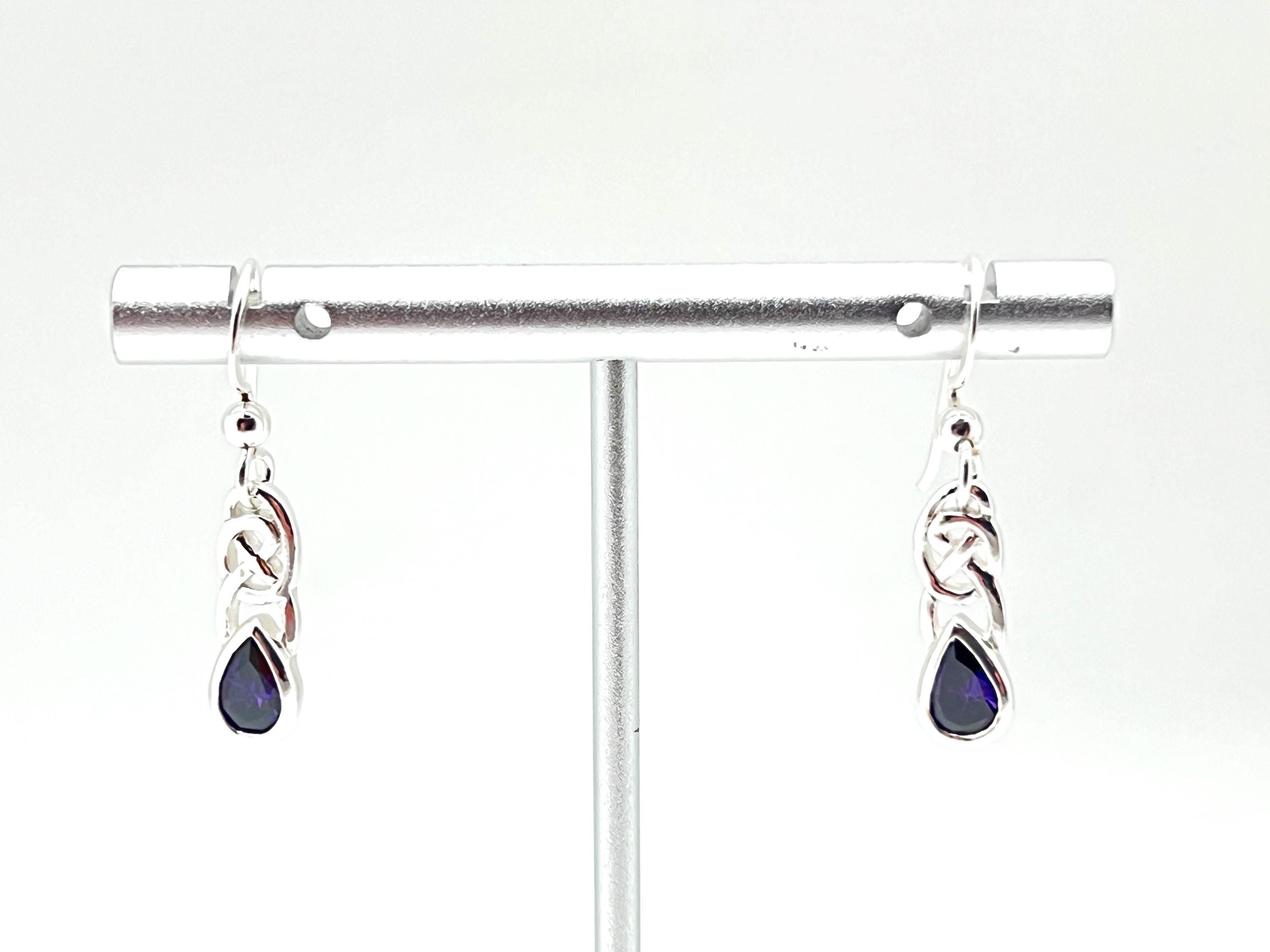 Orecchini Celtici Con Ametista In Argento Sterling 925 – Design Classico Irlandese, Peso 2,8g
