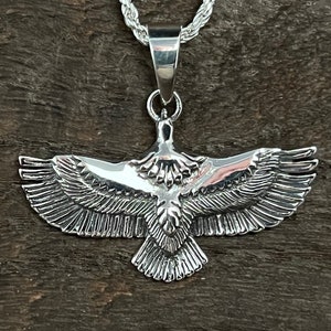 Silver Eagle Pendant  - 925 Sterling Silver - Eagle Necklace - Handcrafted