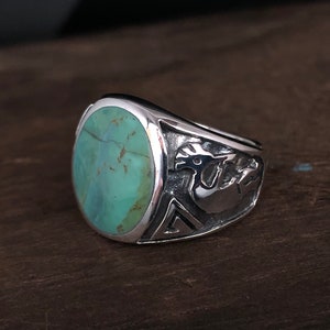 Kokopelli Ring - Silver Kokopelli Ring - Turquoise Kokopelli Ring - Southwest Turquoise Ring - Turquoise Silver Ring - 925 Sterling Silver