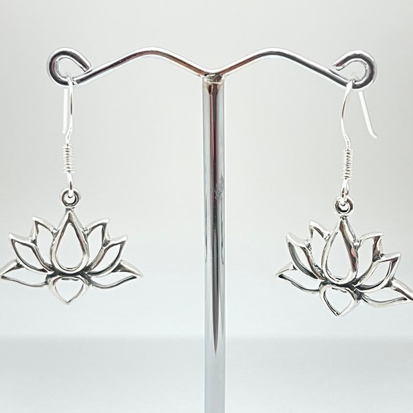 Lotus .925 Sterling Silver Earrings from Bali