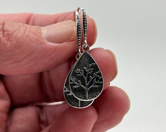 Orecchini Donna Argento 925 Fatti A Mano – Albero Della Vita Con Madreperla Verde, Rodiati, In Custodia Regalo, Misura 19x35 Mm - 3