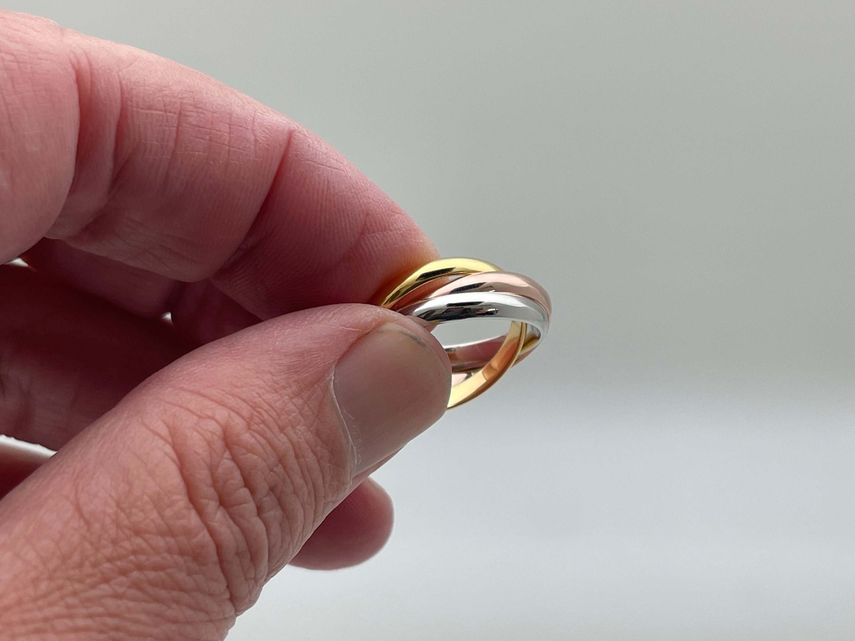 Three Tone Rolling Ring // Triple Band Rolling Ring // 925 Sterling ...
