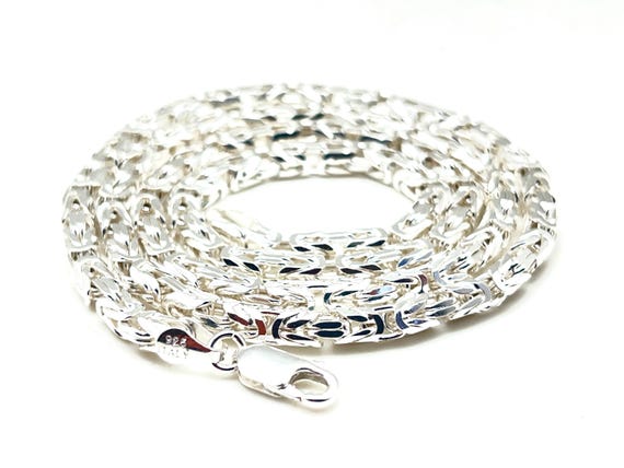 ポリッシュ仕上げのビザンチンチェーン - 925スターリングシルバー