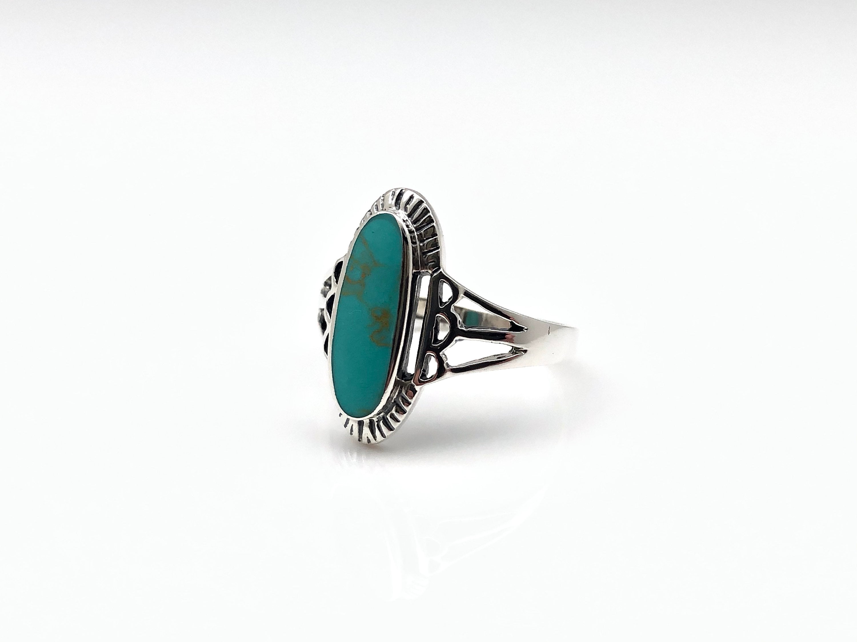 Southwest Style Turquoise Ring // 925 Sterling Silver // Size - Etsy