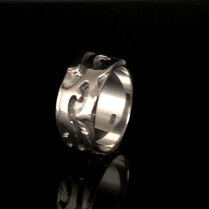 Silver Flame Ring // 925 Sterling Silver // Oxidized Flame Ring // Sterling Flame Ring // Men&#39;s Ring // Grunge Ring // Alternative Ring