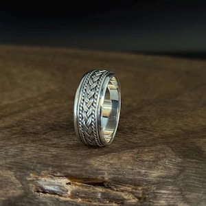 Braided Bali Silver Spinner Ring // 925 Sterling Silver // Handmade