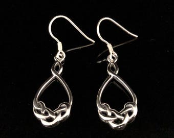 Sterling Silver Celtic Knot Teardrop Earrings: Hand Cast Jewelry