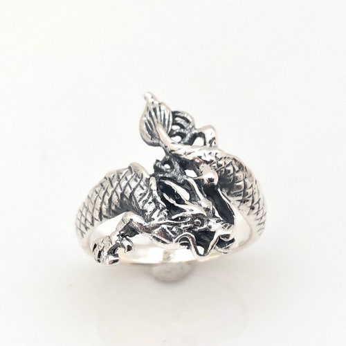 Vintage Sterling Silver Dragon Ring Size 9 - Etsy