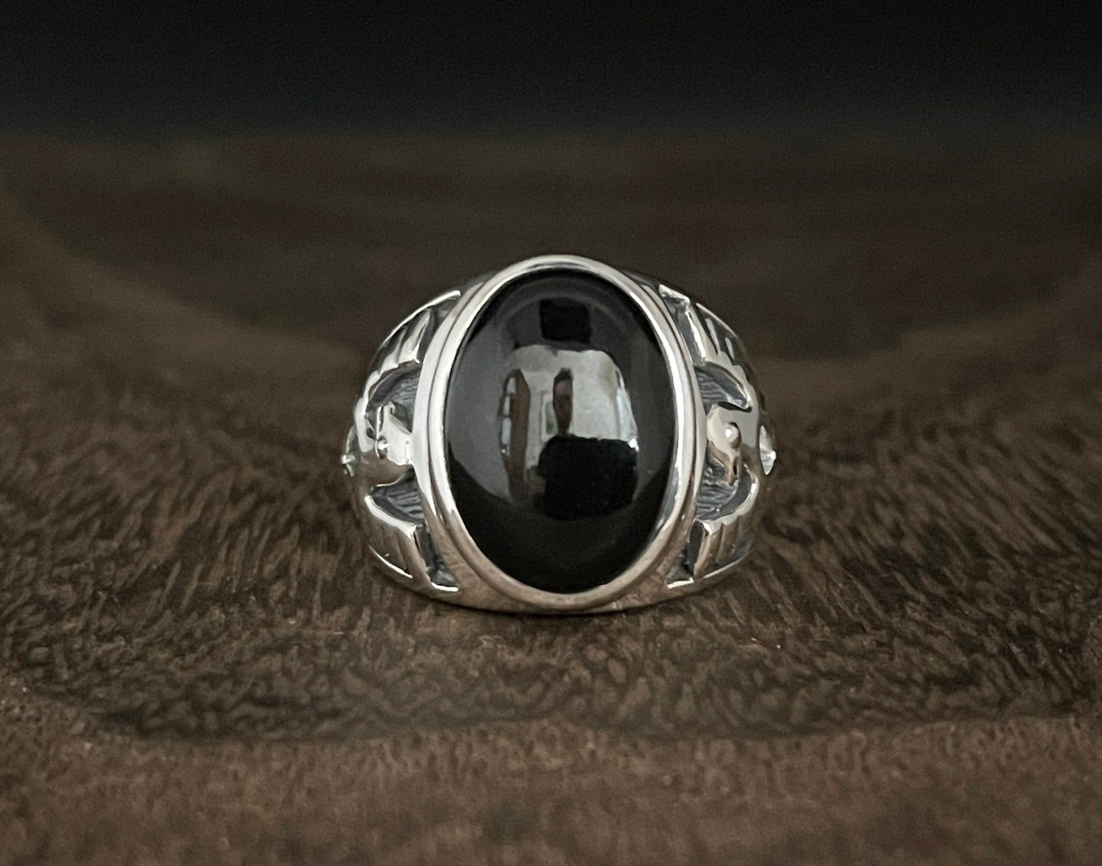 Men's Black Onyx Eagle Ring // 925 Sterling Silver // - Etsy