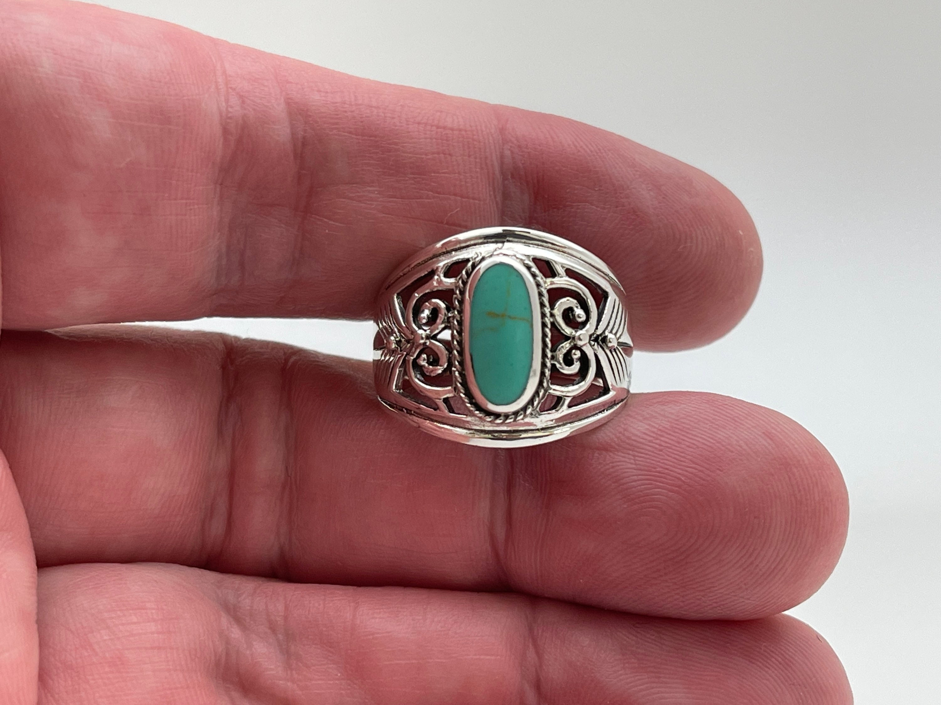 Southwest Turquoise Ring // Western Turquoise Ring // 925 Etsy