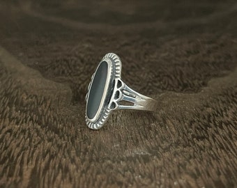 Western Black Onyx Ring // 925 Sterling Silver // Southwest Style Onyx Ring