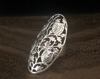 Owl Vines Silver Ring // Silver Owl Ring // 925 Sterling Silver // Sterling Owl Ring