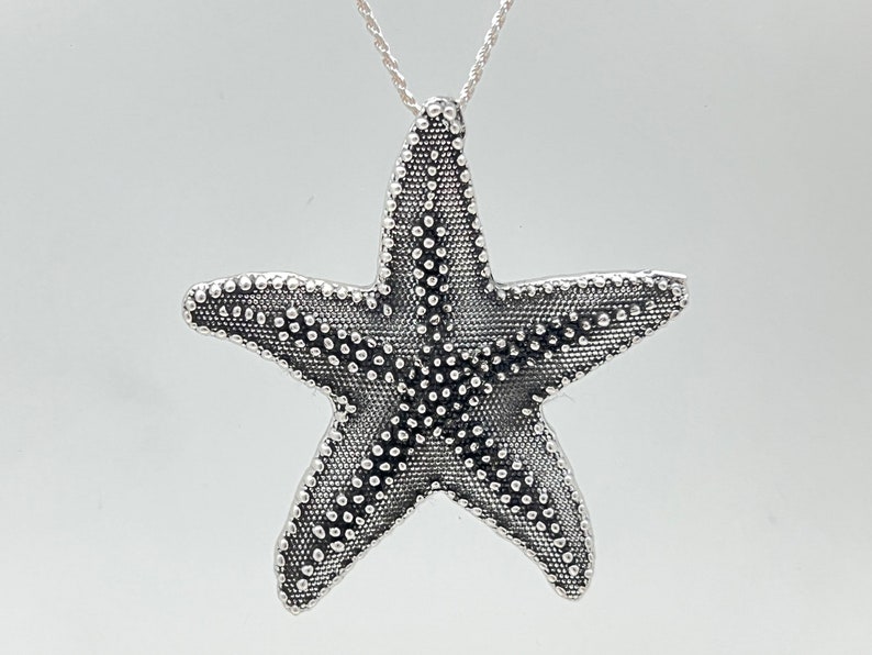 Large Sea Star Pendant - Starfish Pendant - 925 Sterling Silver ...