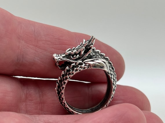 Oxidized Silver Dragon Ring // 925 Sterling Silver