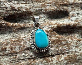 Small Turquoise Pendant – 925 Sterling Silver, Western Style Jewelry