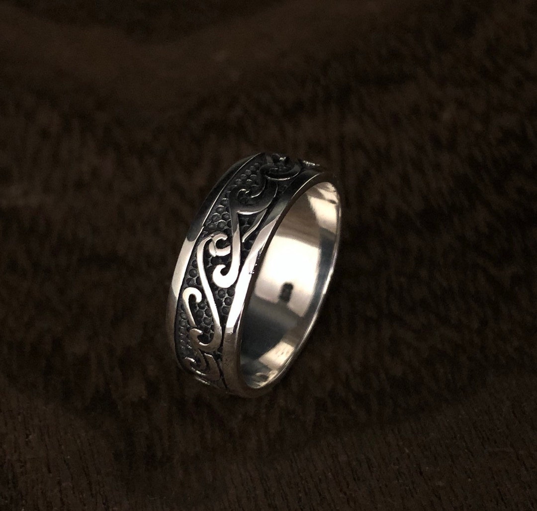 アクセサリー Vintage Silver Narrow Wave Ring 925 Vintage Cute Nautical Wave Unique Ring New .925 Sterling