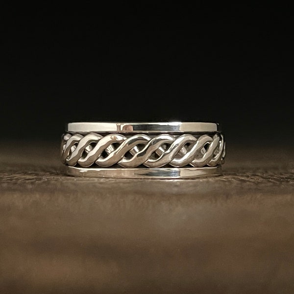 Bague tournante tressée // Argent sterling 925 // Bague tournante au design celtique entrelacé