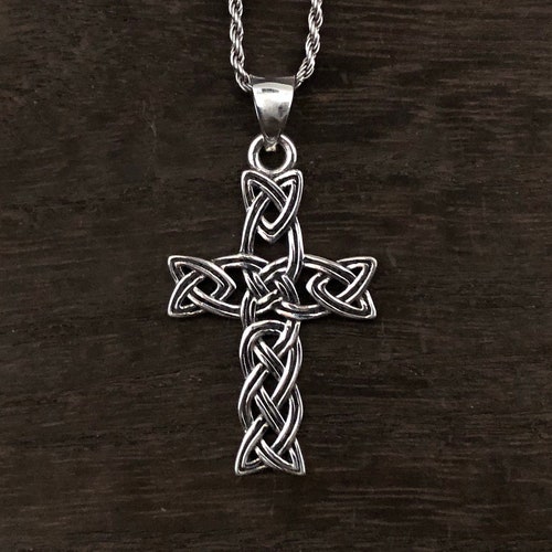 Celtic Cross Necklace Celtic Silver Cross 925 Sterling | Etsy