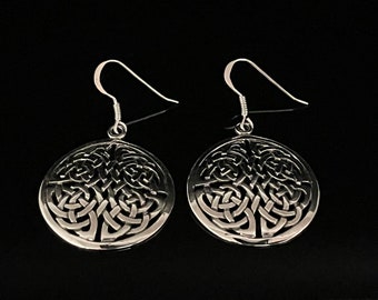 Endless Knot Celtic Earrings - 925 Sterling Silver - Round Celtic Silver Earrings