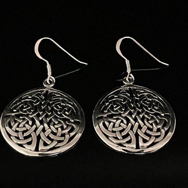 Endless Knot Celtic Earrings - 925 Sterling Silver - Round Celtic Silver Earrings