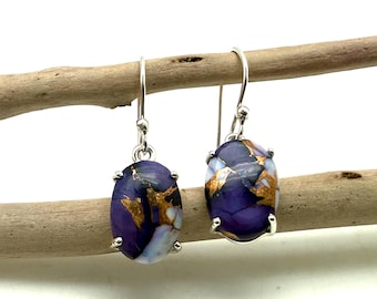Purple Rose Mohave Turquoise Earrings- 925 Sterling Silver - Handmade