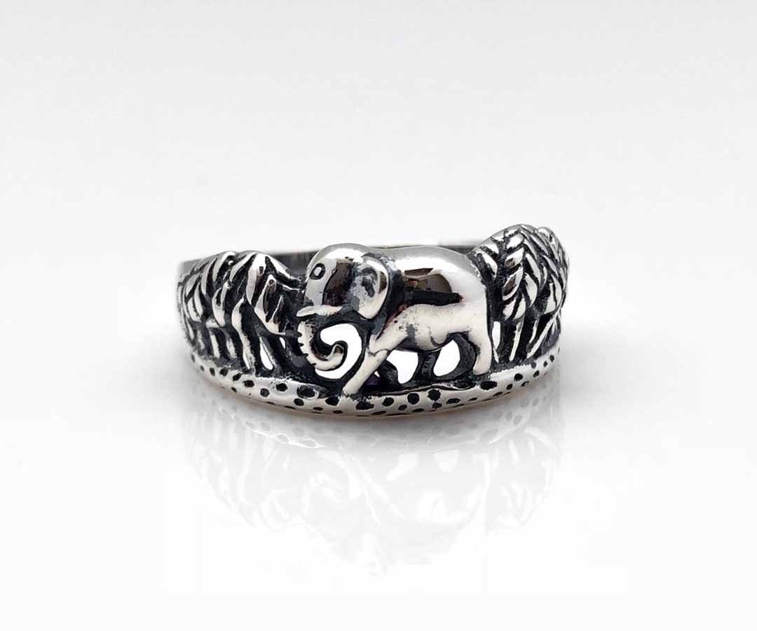 Jungle Elephant Ring // Silver Elephant Ring // 925 Sterling Silver ...