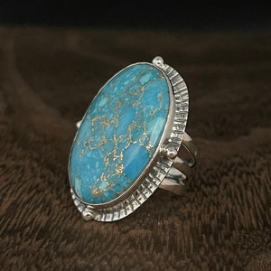 Turquoise Silver Ring Size 9 // 925 Sterling Silver // Southwest Design