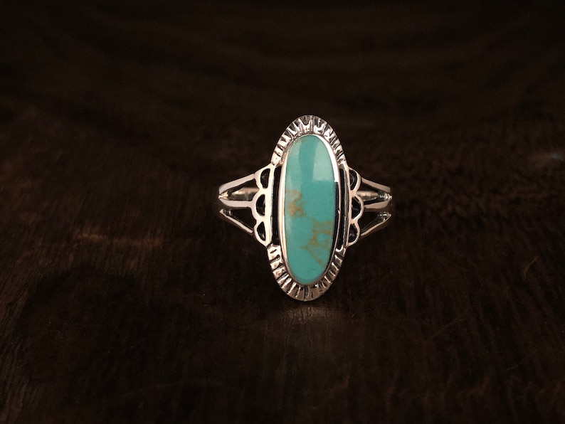 Southwest Style Turquoise Ring // 925 Sterling Silver // Size - Etsy
