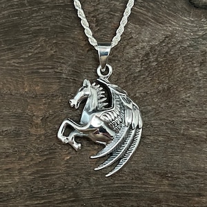 Silver Pegasus Pendant - 925 Sterling Silver - Oxidized