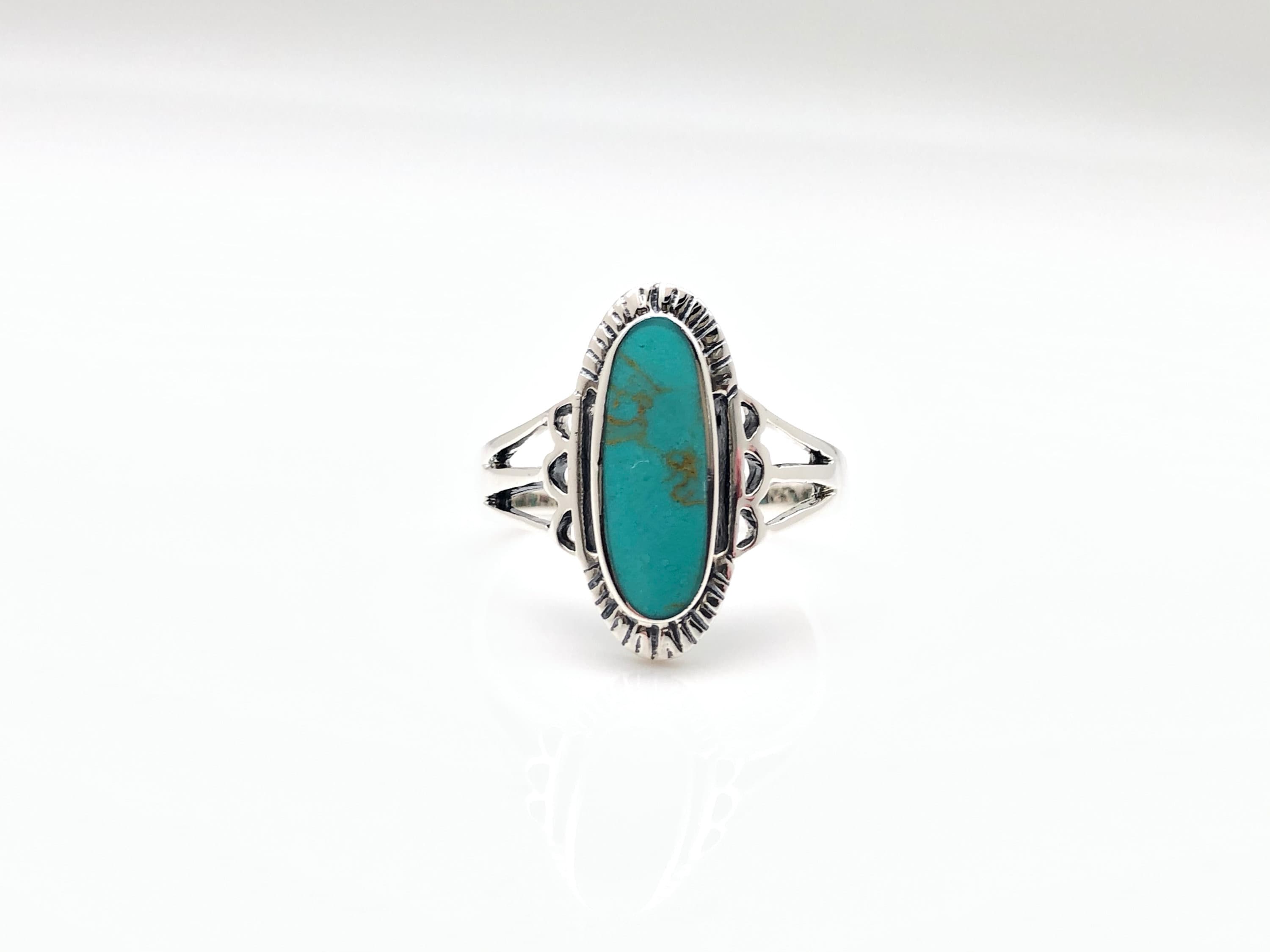 Southwest Style Turquoise Ring // 925 Sterling Silver // Size - Etsy