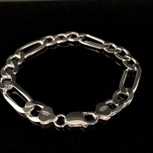 Figaro Bracelet // Silver Bracelet // Men&#39;s Silver Bracelet // 925 Sterling Silver // 250 Gage // 10mm Figaro Bracelet // 8-9 Inches Length