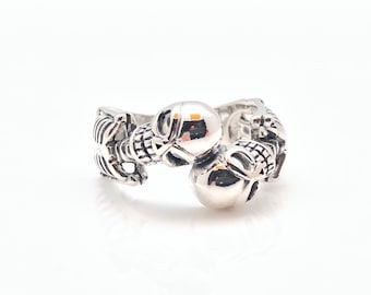 Silver Skeleton Ring // 925 Sterling Silver //  Size 9
