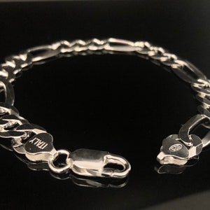 Figaro Bracelet // Super Flat Silver Figaro Bracelet // 220 Gage Figaro Bracelet // 9mm Figaro Bracelet // Sterling Silver