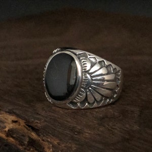 Men's Southwest Style Black Onyx Ring // Black Onyx Silver Ring // Onyx Ring // Silver Onyx Ring // Black Onyx