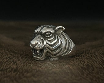 Bague tigre en argent // Argent sterling 925 // Bague tigre