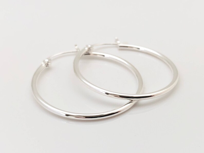 Medium Size Hoop Earrings // 925 Sterling Silver // 35mm Etsy